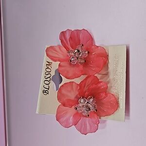 Pink flower earrings